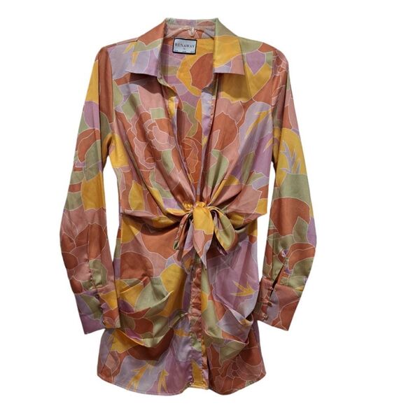 Runaway Ruby Mindy Mini Dress Sage Lightweight Woven Satin XS Fun Multi-color - Picture 4 of 17